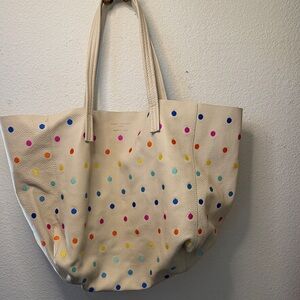 Kurt Geiger Cream Polka Dot Leather Tote Bag